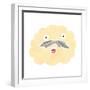 Retro Cartoon Cloud with Mustache-lineartestpilot-Framed Art Print