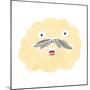 Retro Cartoon Cloud with Mustache-lineartestpilot-Mounted Art Print