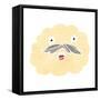 Retro Cartoon Cloud with Mustache-lineartestpilot-Framed Stretched Canvas