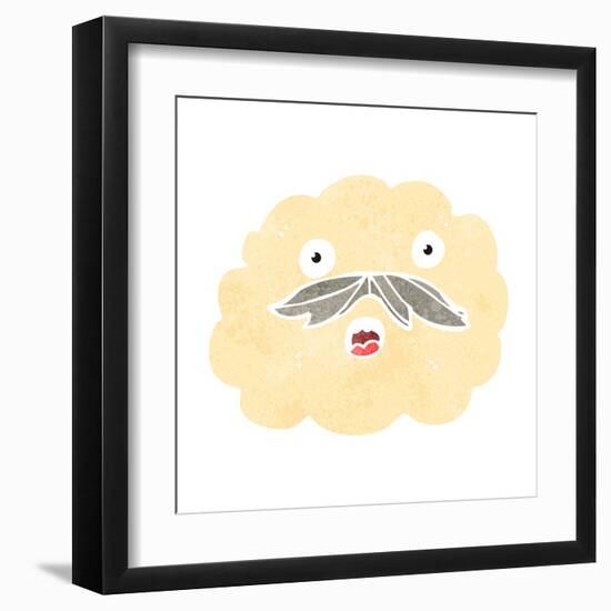 Retro Cartoon Cloud with Mustache-lineartestpilot-Framed Art Print