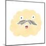 Retro Cartoon Cloud with Mustache-lineartestpilot-Mounted Art Print