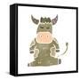 Retro Cartoon Cow-lineartestpilot-Framed Stretched Canvas