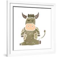 Retro Cartoon Cow-lineartestpilot-Framed Art Print