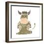 Retro Cartoon Cow-lineartestpilot-Framed Art Print