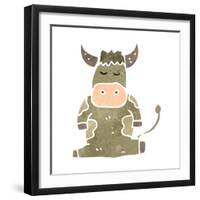 Retro Cartoon Cow-lineartestpilot-Framed Art Print