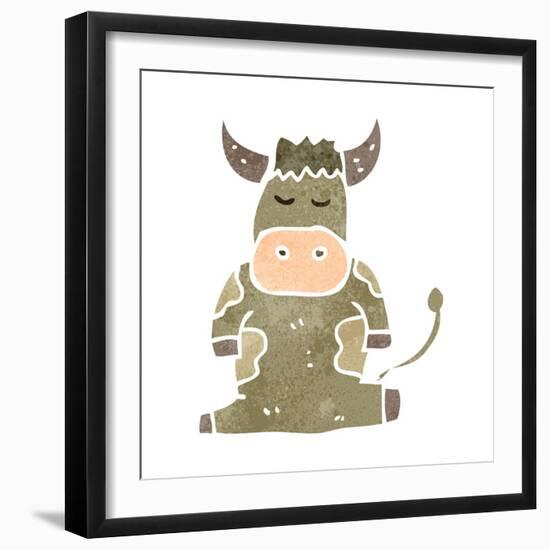 Retro Cartoon Cow-lineartestpilot-Framed Art Print