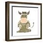 Retro Cartoon Cow-lineartestpilot-Framed Art Print