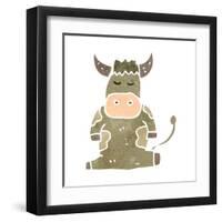 Retro Cartoon Cow-lineartestpilot-Framed Art Print