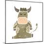 Retro Cartoon Cow-lineartestpilot-Mounted Art Print