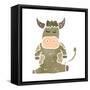 Retro Cartoon Cow-lineartestpilot-Framed Stretched Canvas