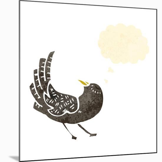 Retro Cartoon Crow-lineartestpilot-Mounted Art Print