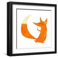 Retro Cartoon Cute Fox-lineartestpilot-Framed Art Print