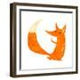 Retro Cartoon Cute Fox-lineartestpilot-Framed Art Print