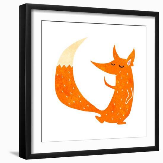 Retro Cartoon Cute Fox-lineartestpilot-Framed Art Print