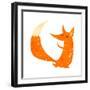 Retro Cartoon Cute Fox-lineartestpilot-Framed Art Print