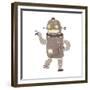 Retro Cartoon Dancing Robot-lineartestpilot-Framed Premium Giclee Print