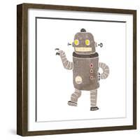 Retro Cartoon Dancing Robot-lineartestpilot-Framed Art Print