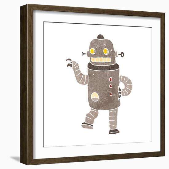 Retro Cartoon Dancing Robot-lineartestpilot-Framed Art Print