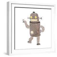 Retro Cartoon Dancing Robot-lineartestpilot-Framed Art Print