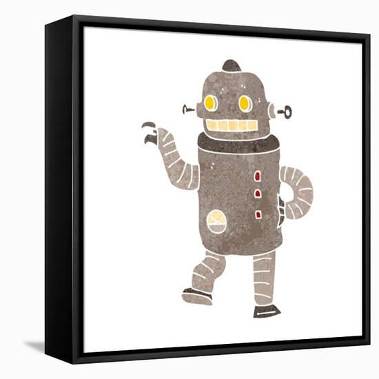 Retro Cartoon Dancing Robot-lineartestpilot-Framed Stretched Canvas