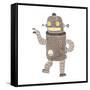 Retro Cartoon Dancing Robot-lineartestpilot-Framed Stretched Canvas