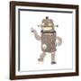 Retro Cartoon Dancing Robot-lineartestpilot-Framed Art Print