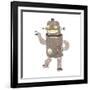 Retro Cartoon Dancing Robot-lineartestpilot-Framed Art Print