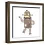 Retro Cartoon Dancing Robot-lineartestpilot-Framed Art Print