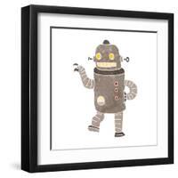 Retro Cartoon Dancing Robot-lineartestpilot-Framed Art Print