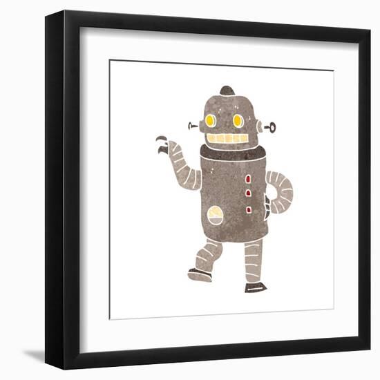 Retro Cartoon Dancing Robot-lineartestpilot-Framed Art Print