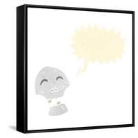 Retro Cartoon Graffiti Style Skull with Speech Bubble-lineartestpilot-Framed Stretched Canvas