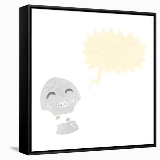 Retro Cartoon Graffiti Style Skull with Speech Bubble-lineartestpilot-Framed Stretched Canvas