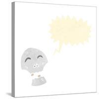 Retro Cartoon Graffiti Style Skull with Speech Bubble-lineartestpilot-Stretched Canvas