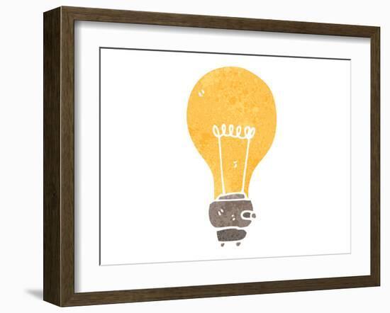 Retro Cartoon Light Bulb Symbol-lineartestpilot-Framed Art Print