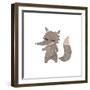 Retro Cartoon Little Wolf-lineartestpilot-Framed Art Print