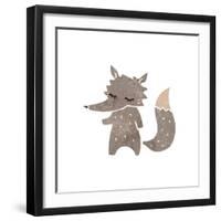 Retro Cartoon Little Wolf-lineartestpilot-Framed Art Print