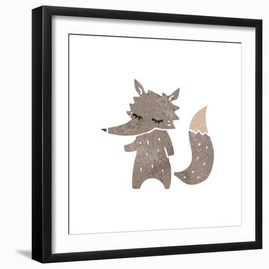 Retro Cartoon Little Wolf-lineartestpilot-Framed Art Print