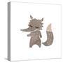 Retro Cartoon Little Wolf-lineartestpilot-Stretched Canvas