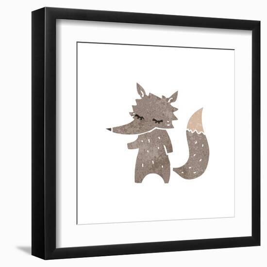 Retro Cartoon Little Wolf-lineartestpilot-Framed Art Print