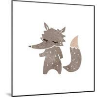 Retro Cartoon Little Wolf-lineartestpilot-Mounted Art Print