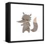 Retro Cartoon Little Wolf-lineartestpilot-Framed Stretched Canvas