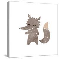Retro Cartoon Little Wolf-lineartestpilot-Stretched Canvas