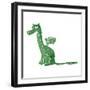 Retro Cartoon Sitting Dragon-lineartestpilot-Framed Art Print