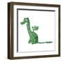 Retro Cartoon Sitting Dragon-lineartestpilot-Framed Art Print