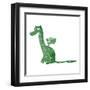 Retro Cartoon Sitting Dragon-lineartestpilot-Framed Art Print