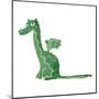 Retro Cartoon Sitting Dragon-lineartestpilot-Mounted Art Print