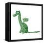 Retro Cartoon Sitting Dragon-lineartestpilot-Framed Stretched Canvas