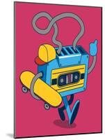 Retro Cassette, Skater Character Design for Tee-braingraph-Mounted Art Print