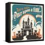 Retro Castle Illustration-Lukeruk-Framed Stretched Canvas