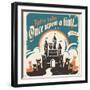 Retro Castle Illustration-Lukeruk-Framed Art Print